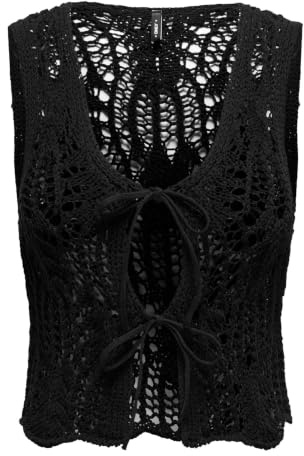 ONLY Onllizzy Life Sl Crochet Tie Vest Knt Onllizzy Life Sl Crochet Tie Vest Knt Mujer (Pack de 1)