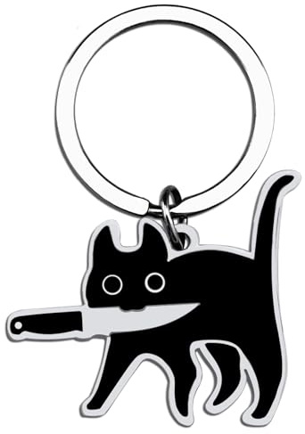 Ruzister Llavero negro para parejas de gatos, decoración de gatos, cesta divertida de Halloween, regalos para los amantes de los gatos, adolescentes, Negro, L
