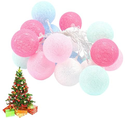 Ghirlanda luminosa a per camera da letto, ghirlanda luminosa a LED, luci a LED, palla di cotone di Natale, catena luminosa USB per esterni, patio, terrazza, ringhiera, recinto