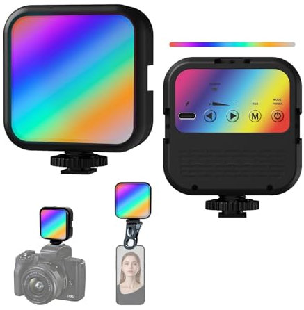 Luz de Vídeo LED Recargable 1800mAh con 4 Zapatas Frías CRI90 +, 3000K-7000K, Luz de Vídeo RGB 20 Escenas Portátil, RGB Luz de Vídeo a Todo Color de 360 para TikTok, Creador de Contenido, Fotógrafo