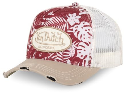 Von Dutch Casquette Homme & Femme, Trucker Print, Rouge 03