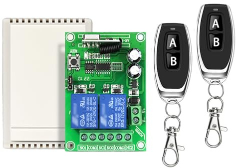 Nicear Módulo controlador RF con 2 controles remotos, interruptor inalámbrico de 433 Mhz, interruptor de control remoto inalámbrico DC12 V 2 canales, distancia de control de 50 m