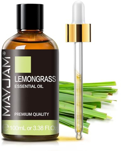 Aceites Esenciales Hierba Limón 100ML, MAYJAM Aceite de Hierba Limón 100% Puro, Ideal para Aromaterapia Aroma Difusor Fragancia Aceite Masaje