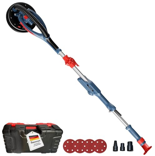 FANZWORK Ponceuse girafe avec moteur EC sans balais, Ultra-légère, 900 W, 2300 tr/min (max.), éclairage LED, inclut 12 Disques Abrasifs de 225 mm, Mallette de Transport.