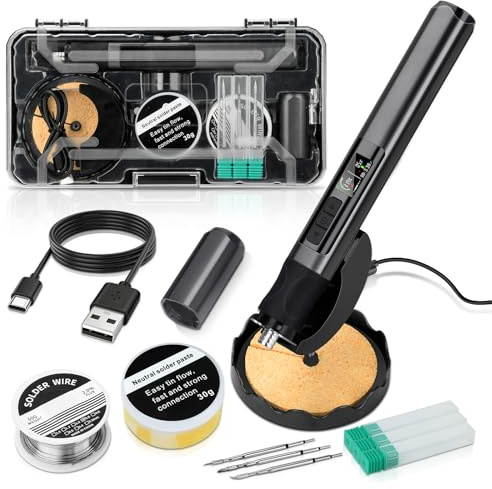 Soldador inalámbrico USB, pantalla digital LED, temperatura ajustable, interfaz tipo C, 1900 mAh, gran capacidad, estación de soldadura de temperatura constante, pluma de soldadura, mantenimiento del