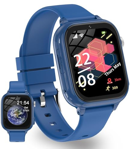 4G Smartwatch Bambini con GPS, Chiamate Video e Telefoniche, SOS, SMS, Face ID, App Store, Sfondo Multiplo, WIFI, Orologio Intelligente Bambini con Localizzazione in Tempo Reale&Modalità Scolastica