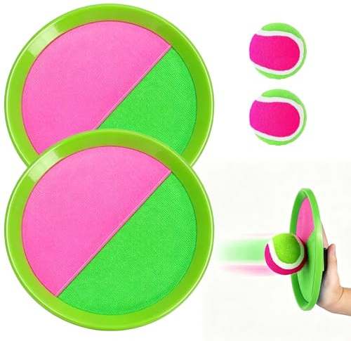 Fuantuda Captura Bolas Raqueta Set, Juego de Bola y Lanzamiento, 2 Palas y 2 Bolas, para Playa Agua Jardin Exterior Interior Piscina Terraza, Infantiles Adult 2 3 4 5 6 7 8 9 10 Años