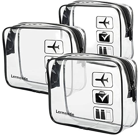 Lermende Durchsichtige Kosmetiktasche Make-up Tasche Kosmetikbeutel Kulturbeutel Kulturtasche Transparent PVC Wasserdicht Reise Kulturtasche mit Reißverschluss für Reise Toilettenartikel (3 Stück)
