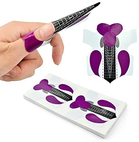 100Pcs Professional Stiletto Nail Forms Acrylic Curve Nails UV Gel Nail Extension Nail Art Guide Form Self-Adhesive Sticker HJ-NTF037, HJ-NTF037