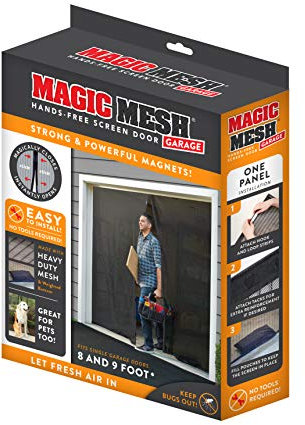 Magic Mesh Porte moustiquaire magnétique mains libres pour porte de garage simple de 2,4 m et 2,7 m