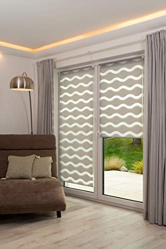 K-home Klemmfix Doppelrollo Welle ohne Bohren - Grau 45 cm x 200 cm (B x L)