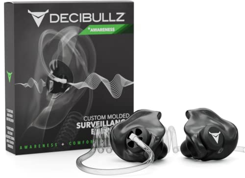 Decibullz Custom Moulded Security Two-Way Radio Surveillance Earpiece Set, Thermo-Fit Designed for Clear Acoustic Tube Radios | Model: +Awareness