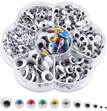 ASTARON 800Pcs 4mm-12mm Googly Eyes Self Adhesive Wiggle Eyes for Art Craft Supplies, Doll Making and Scrapbooking,7 Size