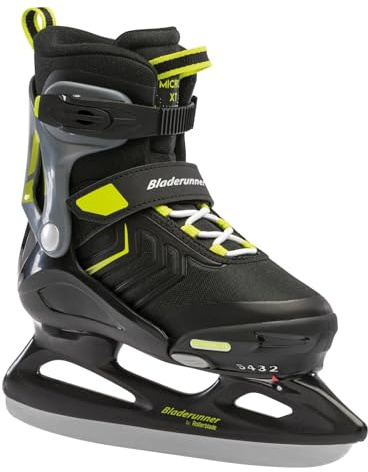 Bladerunner Ice by Rollerblade Micro Ice XT, Junior, Adjustable, Black and Lime, Ice Skates