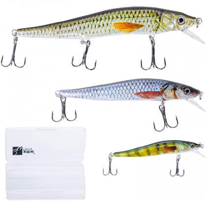 Zite Fishing Wobbler-Set - Barsch Zander Hecht Kunst-Köder Angeln - 3 Stück Angelköder 6-12 cm 2,5-15g in Köder-Box