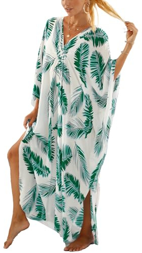 LikeJump Femmes Boho Kaftan Été Maxi Robe Bikini Cover Ups Maillot de Bain Robes Séchage Rapide