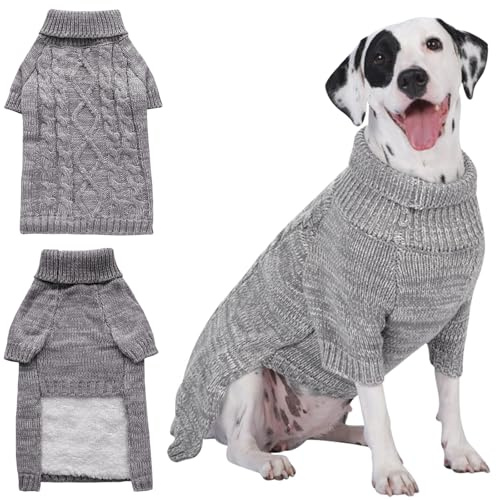 CCKUU Dog Knit Clothes Pet Plush Pullover Dog Sweater Soft Thick Wool Warm Pup Dogs Shirt Winter Puppy Jumpers for Dogs Cats Old Dogs(M,Light Grey)