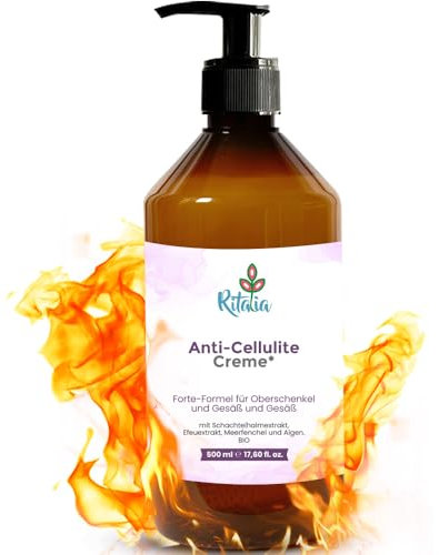 Ritalia® Crema anticellulite forte per cosce glutei e fianchi Grande 500ml ingredienti BIO azione drenante gambe sgonfiante e pancia piatta. Crema rassodante corpo forte cellulite radicata e ostinata