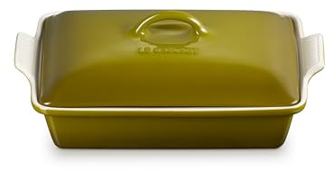 Le Creuset Stoneware Heritage Rectangular Covered Casserole, 4 qt., Olive
