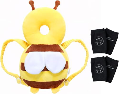 BRISKORE Baby Kopfschutz, Atmungsaktive Baby Head Schutzpolster, Verstellbares Baby Schutzkissen mit Knieschoner, Baby Kopf und Rücken Schutz für Krabbeln und Gehen, für Kinder Von 4 Bis 24 Monaten