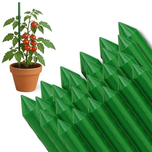 TECHZOCO Tutores para Plantas, Varillas Crecimiento Plantas, Interior/Exterior, Apto para Tomateras y Trepadoras, Acero Plastificado, Color Verde, Ø 1,10 x 180 cm Largo, 6 Unidades