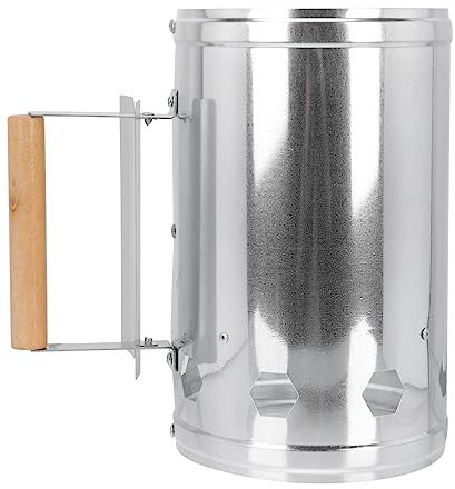 ROMISBABA 1pezzi Ciminiera Accendifuoco Barbecue in Metallo Resistente con Manico Isolante Anticalore Accensione Rapida Starter per BBQ Outdoor Uniforme e Sicura