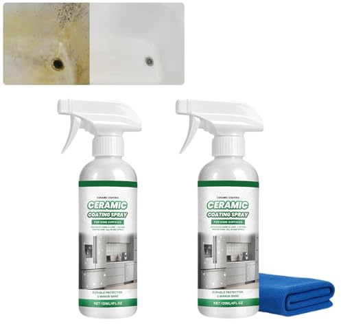 Agent de revêtement nano céramique pour carreaux et meubles, spray nettoyant pour pierre céramique, illumine, protège, élimine les taches et les rayures pour cuisine, salle de bain (2Pcs)