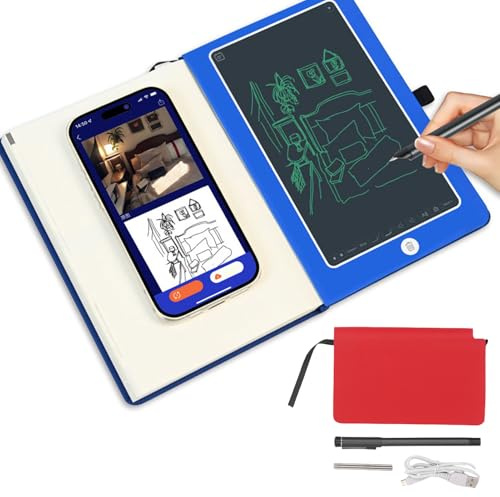 VBESTLIFE Digital Notebook with Pen, Smart Writing Pad OCR Text Recognition AI Drawing Real Time Sync, Video Playback and Offline Storage, for Android IOS (Red)