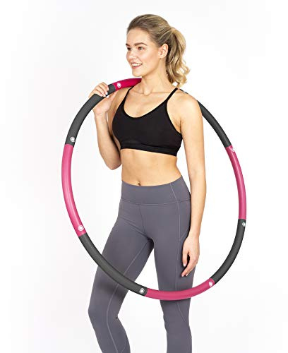 HEALTHYMODELLIFE Exercise Fitness Hoop for Adults - Easy to Spin, Premium Quality and Soft Padding Weighted Hoop - Detachable Hoops for Home & Gym Workouts - 2lbs