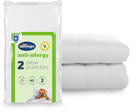 Silentnight Anti Allergy Pillow Protector - Ideal for Allergy and Asthma Sufferers Protecting Against Bacteria and Dust Mites - Machine Washable, 2 Pack