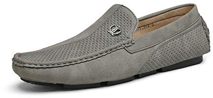 Bruno Marc Formella Loafers herrskor, klassiska andningsbara mockasiner platta skor och bekväma promenadskor i affärer, avslappnad körning och bröllop, Grå, 43.5 EU