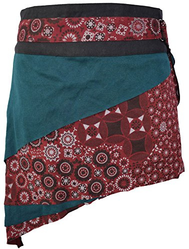 Gheri Floral Butterfly Short Popper Wrap Around Pocket Cotton Skirt Red Floral