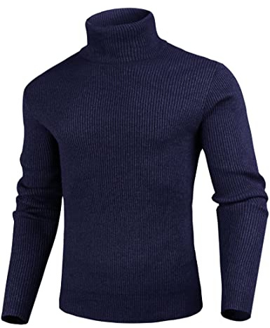 Sykooria Jersey Hombre Cuello Alto Cálido Suéter Hombre Slim Fit Pullover Hombre Manga Larga Invierno Otoño