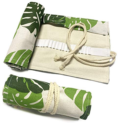 DOITEM Sac a Crayon de Toile, 48 Trous 72 Trous Pochette pour Crayons, Trousse de Crayons de Couleurs Sac Multi-usages (Crayons Non Inclus)