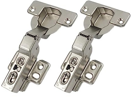 LOOTICH 95 Grado Semi Solapado 40mm Fuerte Bisagras con Amortiguación para Puerta Gruesa y Pesada Bisagra con Suave Cierre Automático para Puerta de Mueble Armario de Cocina 2 Piezas