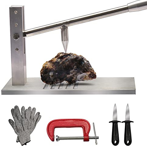 Colinktool Oyster Shucker Tool Set - Adjustable Oyster Clam Opener Machine with 304 Stainless Steel Grillable Shucker Machine Set Including Knives, Glove and g-Clip