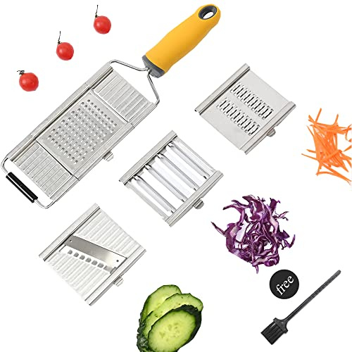 FUYTERY 4-in-1 Multiuso in Acciaio Inox affettaverdure Manuale grattugia Strumento da Cucina