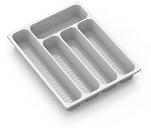 TIENDA EURASIA - Organizador Cubiertos para Cajon Cocina, Bandeja Cubiertos con Separador Cubiertos, Cobertero para Cajon Blanco (33 x 26 cm)