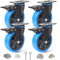BAOLIHUI 125mm Schwerlastrollen Blau 4er Set Möbelrollen Bis zu 800KG, 360 Grad Doppelverriegelung Rollen mit Bremse, inkl. Schrauben & Staubschutzring - Ideal für Werkbänke Werkzeugwagen Paletten