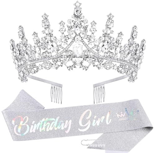 Couronne anniversaire pour femme,echarpe anniversaire pour femme,birthday girl bandeau,Argent