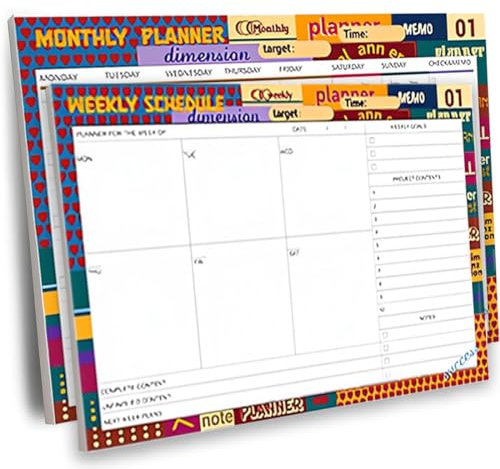 Monatsplan Block+Wöchentlicher Plan|A4 A5Termine, Notizen & Ideen | Optimale Organisation & Motivation im Alltag | To Do Planer für zu Hause & Büro,2024