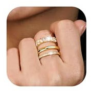 Dochais 3-teiliges Ringe Set 14K Vergoldet Damen Stapelbare Ringe Größe 54-62 (62)