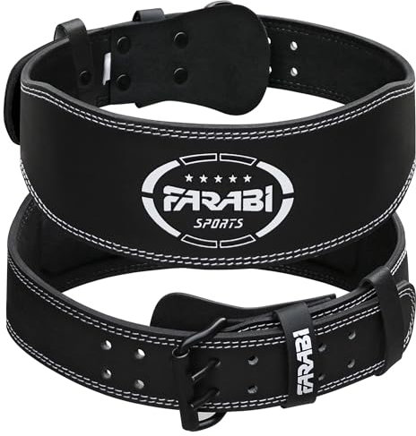 Farabi Sports gewichthebergürtel herren damen 100% echtes Leder lifting belt 4 wide gym gürtel, Powerlifting Belt für Fitnessstudio und Bodybuilding (Black, S Passt von 61 bis 71 CM)