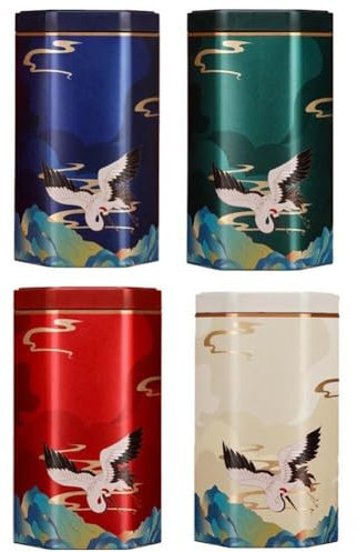 Glixoft Lata De Té Chino, Caja De Almacenamiento De Té Pequeña, Contenedor De Hojas Sueltas, Latas, Caja De Embalaje para Té Sellada para Azúcar En Grano De Café, 4 Uds.