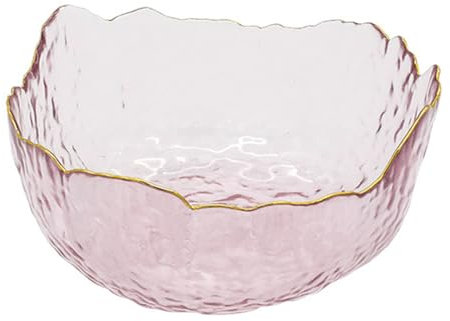 BURLOE Rosa,300ml, Ciotola Di Vetro Con Bordo Dorato, Ciotole Da Dessert Insalatiera 300ML / 750ML 1050ML Rotonda Per Insalata Snack Frutta Decorazione Impilabile