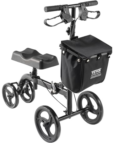 VEVOR Trottinette pliable en acier au carbone avec guidon réglable en hauteur et genouillères, roues solides tout terrain, double frein, trottinette de récupération de jambe pour blessures à la