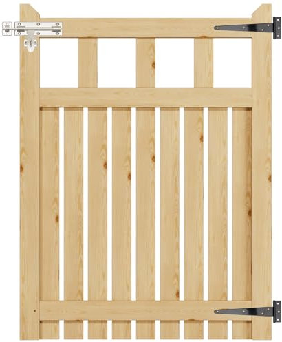 INMOZATA Garden Gate Wooden Pedestrian Gate with Gate Lock and Hinge, 3ft Wide x 4ft High (90cm Wide*120cm High)