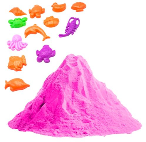 BullTek Sabbia Cinetica Naturale 1KG con 12 Stampini per Bambini - Set Creativo Sabbia Magica Gioco Sensoriale - Facile da Modellare, Non Secca, per Attività Artistiche e Regali Educativi (VIOLA)