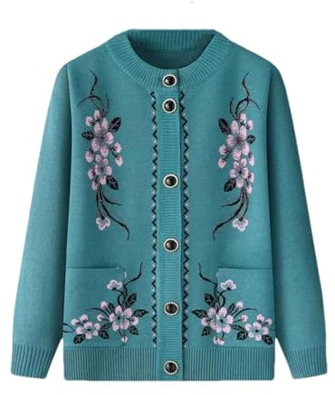 SaoBiiu Cardigan en tricot pour femme âgée d'âge moyen - Pull d'hiver ample à col rond pour grand-mère