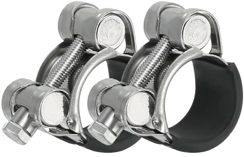 PATIKIL 23–25 mm T-bult slangklämma, 2-pack gummikuddat intag intercooler rörklämmor 304 rostfritt stål kylarslangklämma för 0,94 tums-1 tums rör